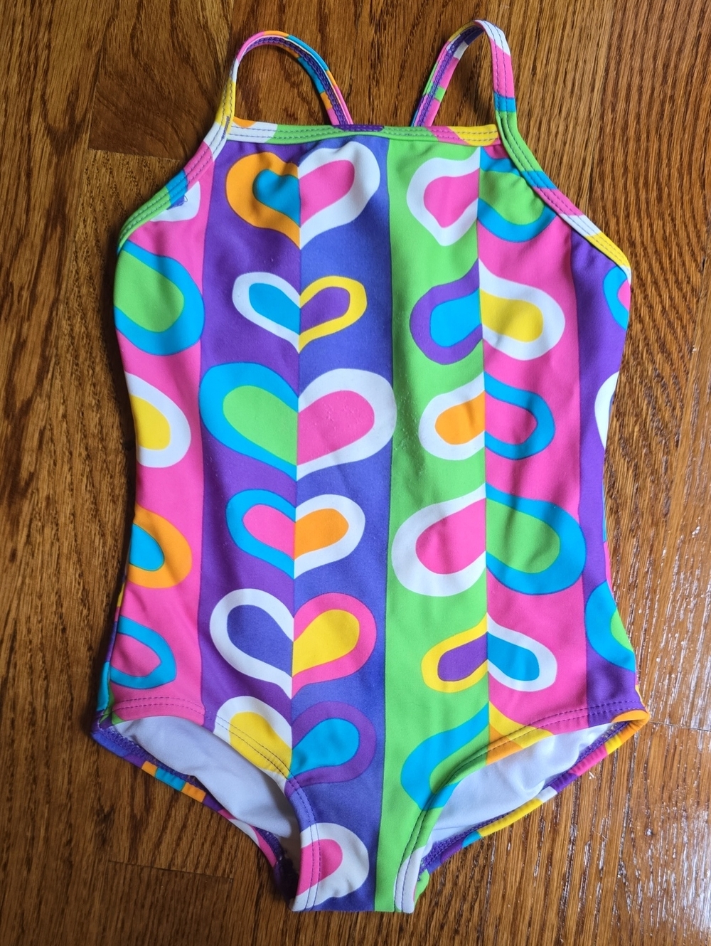 Hanna Andersson Bright Multicolor Heart-Stripe One-Piece Swimsuit